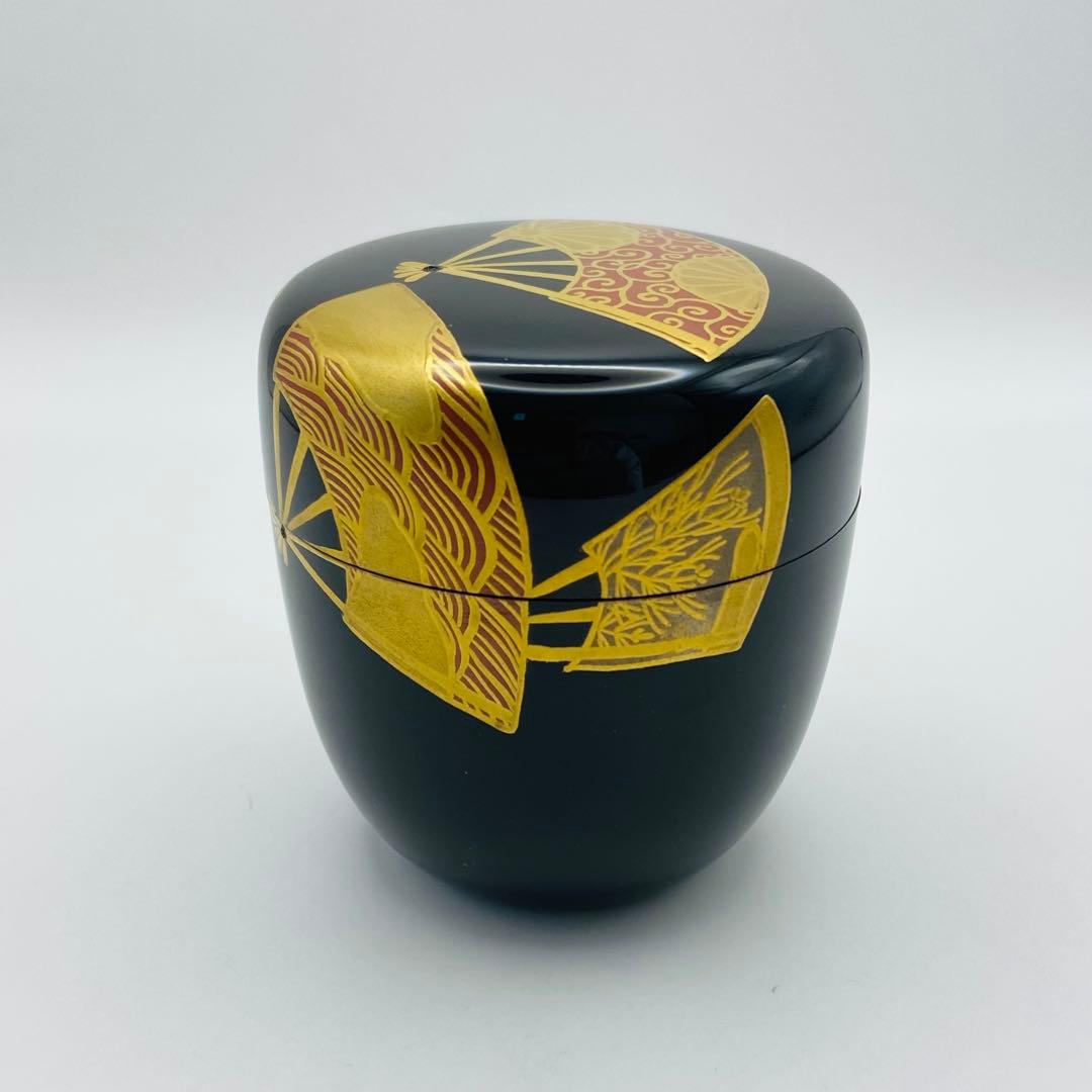 中棗 扇面蒔絵 黒　宗祥　共箱入　茶道具　薄茶器　木製　漆芸　伝統工芸品