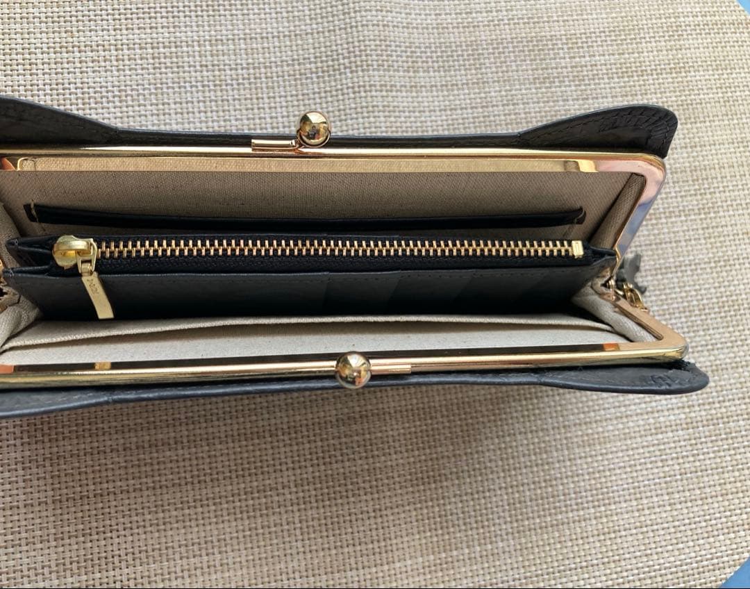 aoneco がま口　長財布　小銭入れ&カードケース付き