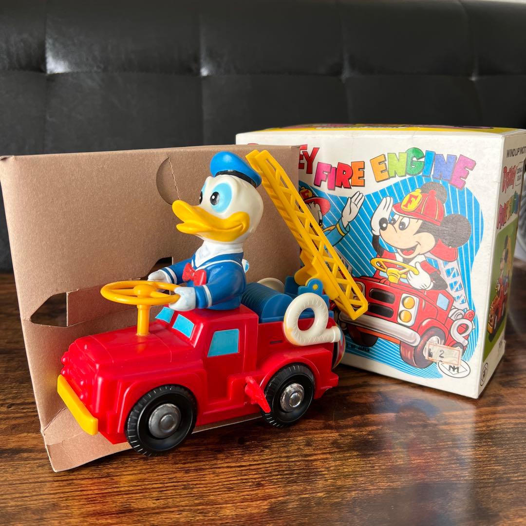 増田屋 レトロ ディズニー ドナルドダック 消防車 ゼンマイ