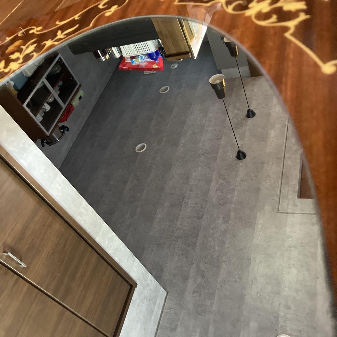 ヨーロッパアンティーク　壁掛鏡　大型　イタリア製　オーバル型　ヴィンテージ