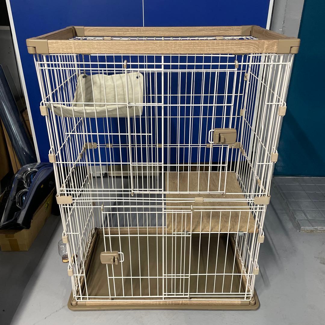 【※受取可能な方のみ】2段ウッディキャットケージ　アイリスオーヤマ