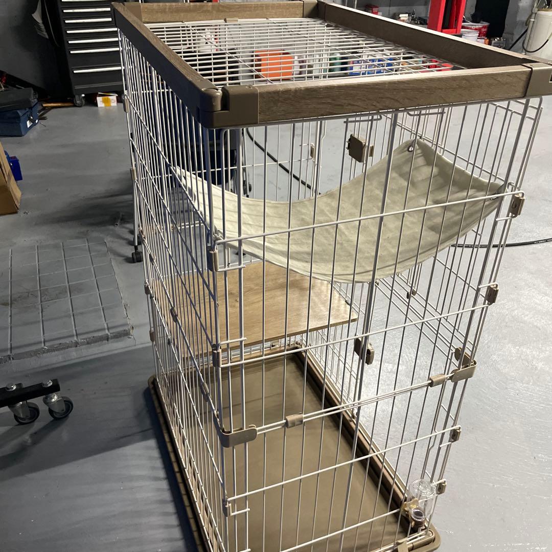 【※受取可能な方のみ】2段ウッディキャットケージ　アイリスオーヤマ