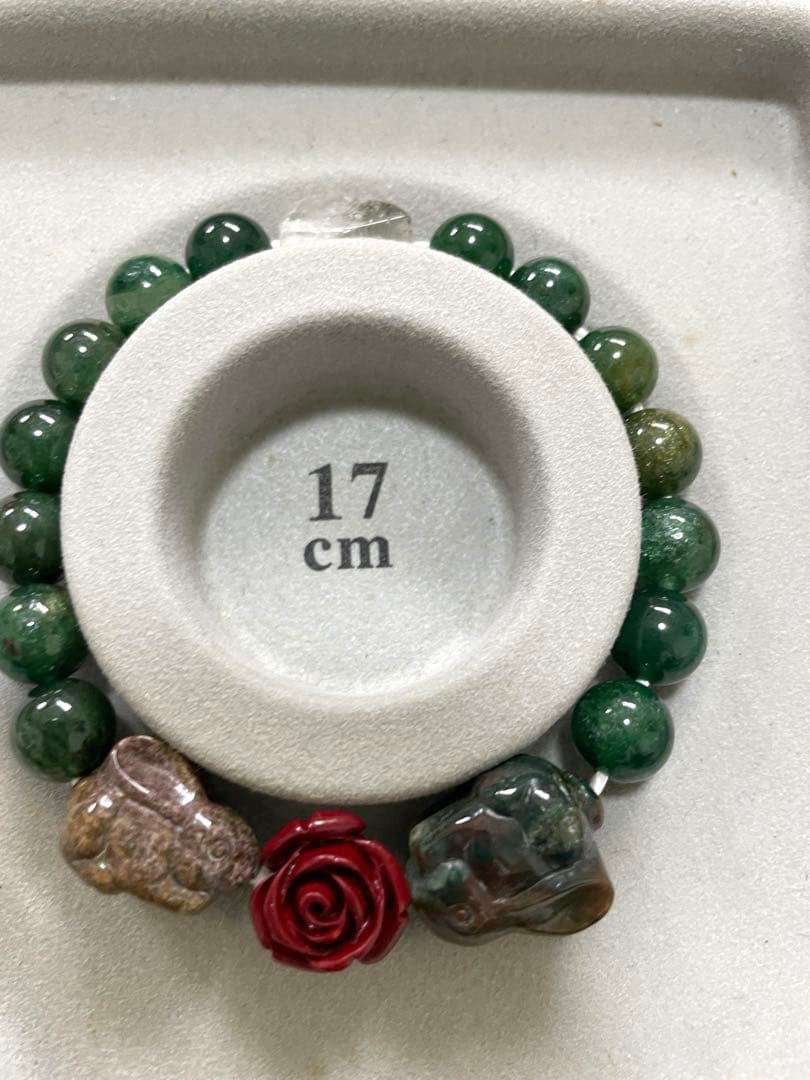 モスアゲート うさぎ グリーンマイカインクォーツ ブレスレット