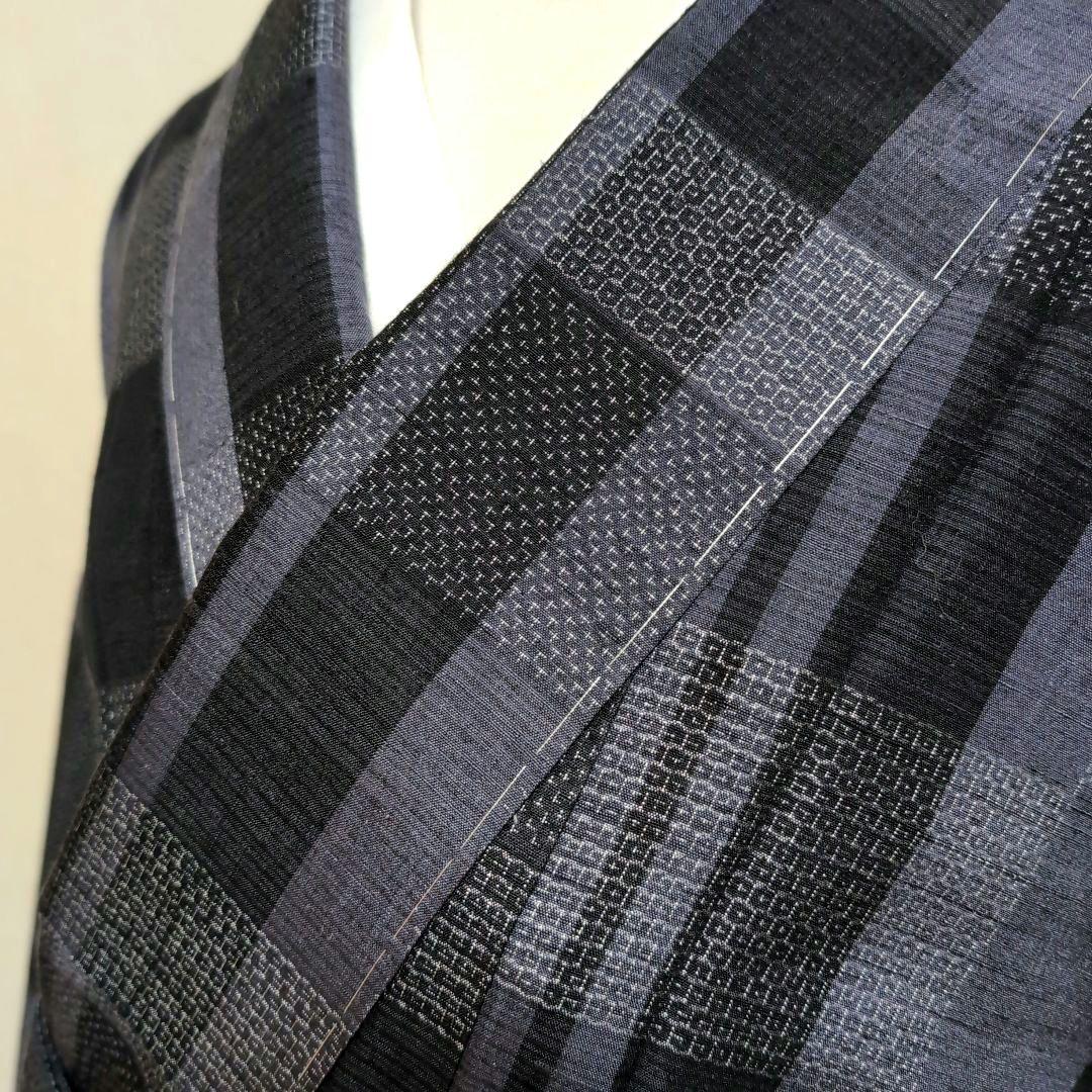 専用 未使用 単衣 胴抜き 本場結城紬 亀甲100 格子東京青山ゑり華 証紙