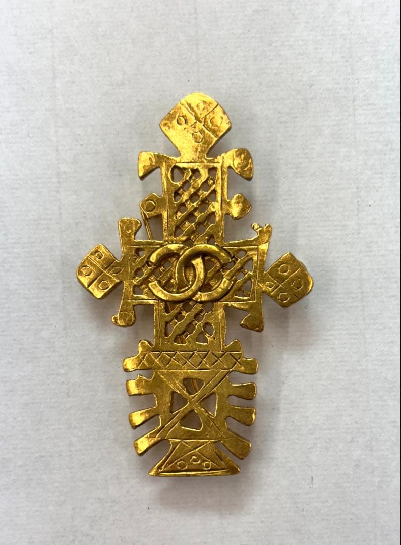 ☆美品☆ビンテージシャネル クロスブローチ☆1990年代☆ゴールド