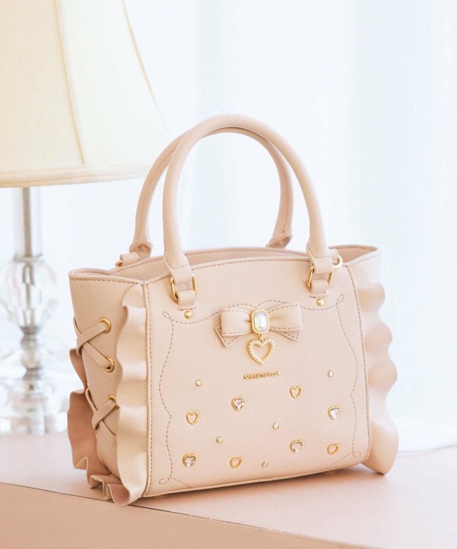 サマンサベガ サイドレースアップリボンビジューミニフラッター ピンク