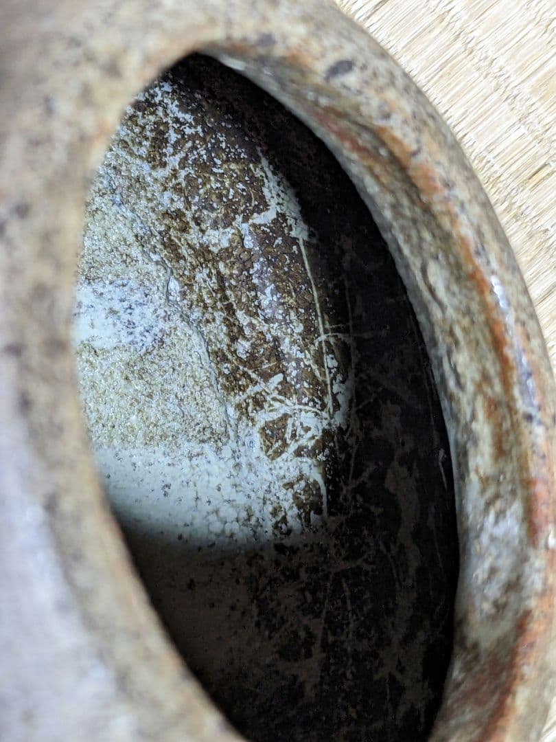 ♦古陶磁 壺 胴継ぎ 染付 藁灰釉 江戸時代 置物飾り 骨董品