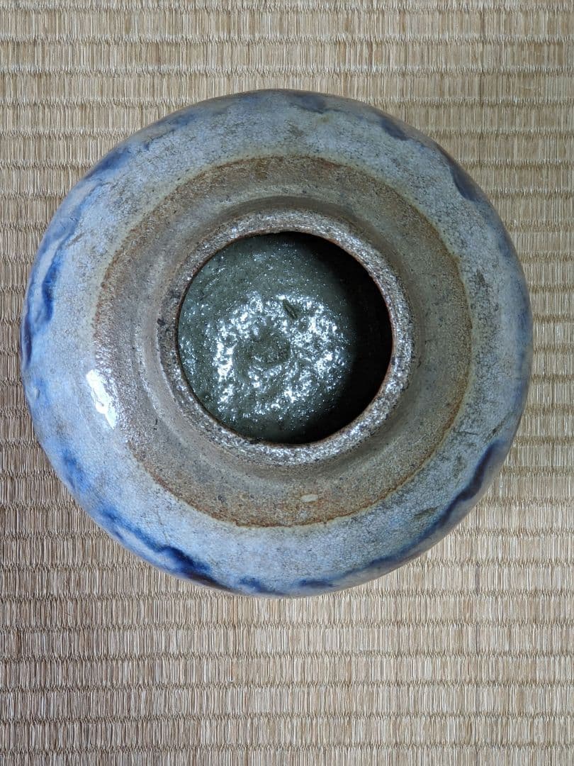 ♦古陶磁 壺 胴継ぎ 染付 藁灰釉 江戸時代 置物飾り 骨董品