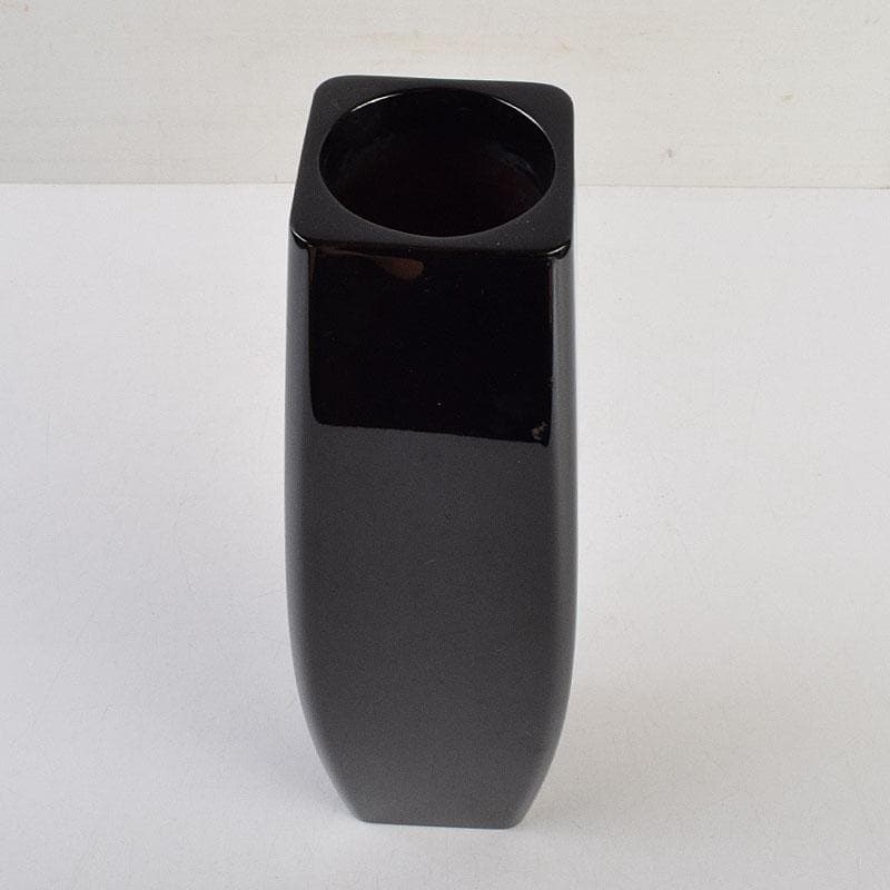 輪島塗　沈金師　角野岩次作　沈金　寿松文　花器　花入　共箱　V　R9403