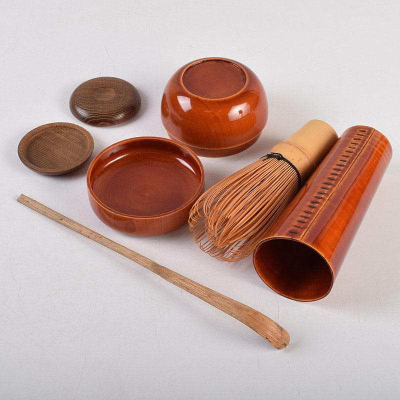 茶道具　春慶塗　利休茶箱　棗　黒楽茶碗など　七点　一式　M　R9432