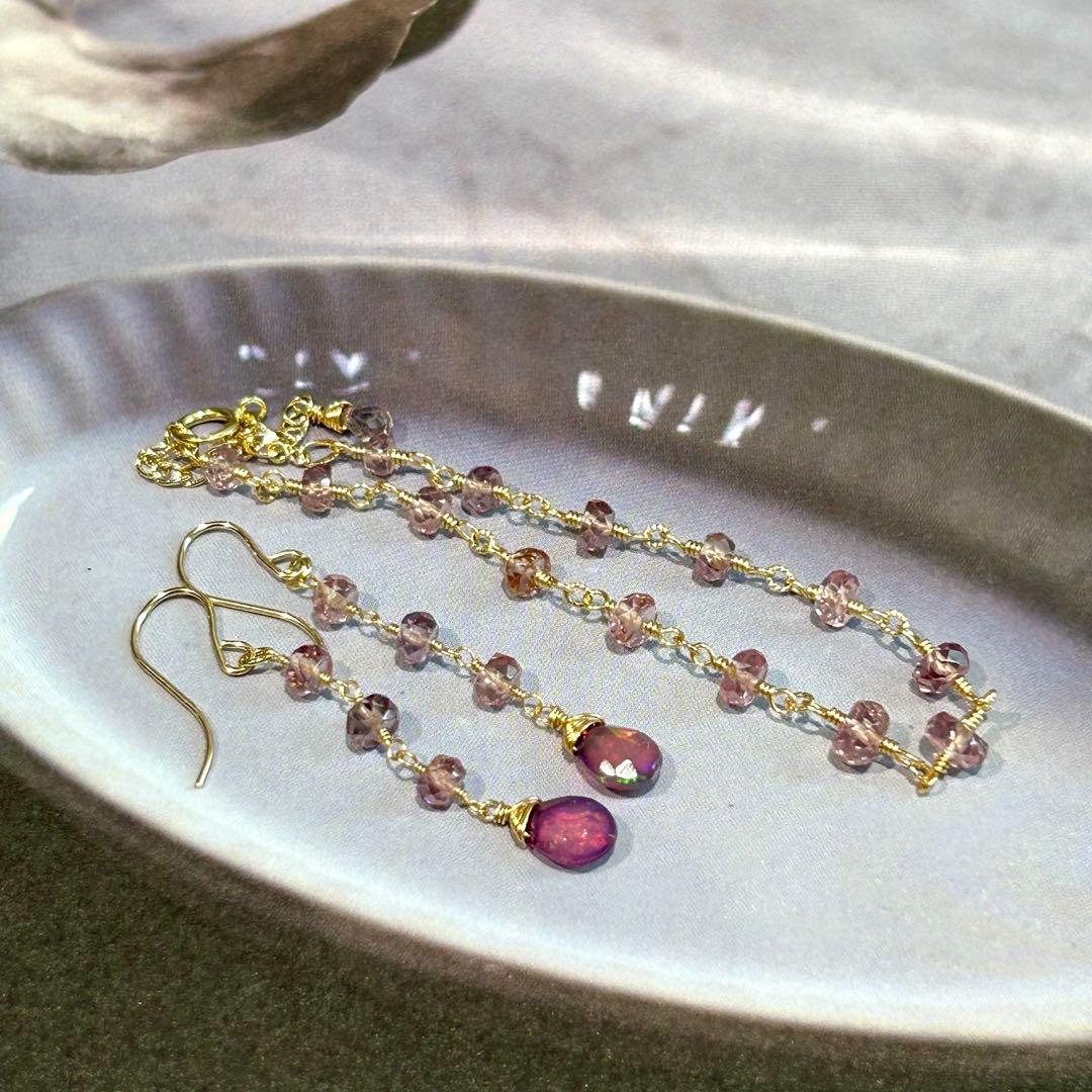 専用✳︎14kgf マラヤガーネット　ドラゴンガーネット　ブレスレットとピアス