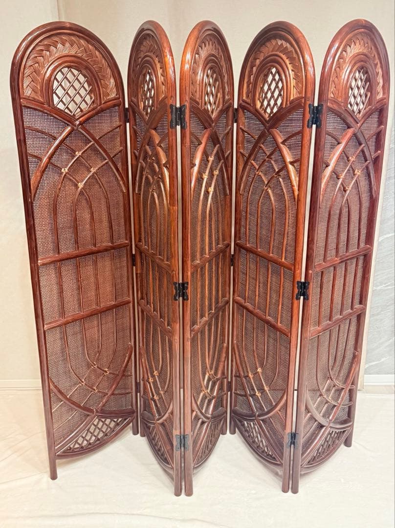 ラタン スクリーン 間仕切り パーテーション 5連