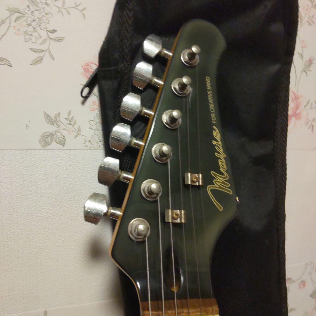 格安！Mavis 石橋製作所製 エレキギター 黒 ソフトケース、各種付属品付き