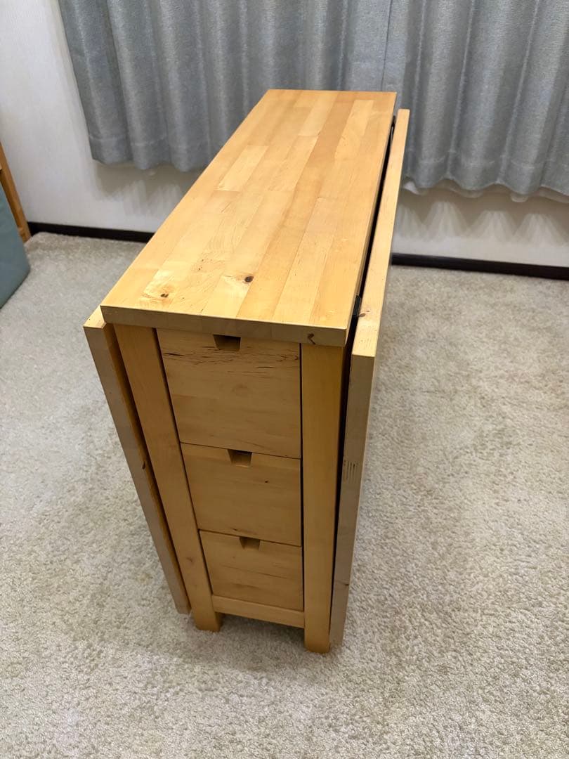IKEA イケア木製ナチュラルウッド引き出し付NORDEN ゲートレッグテーブル