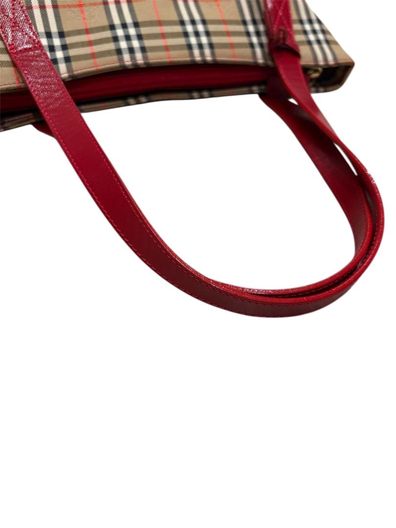 超希少 極美品 BURBERRYS バーバリーノバチェック ハンドバッグ レッド