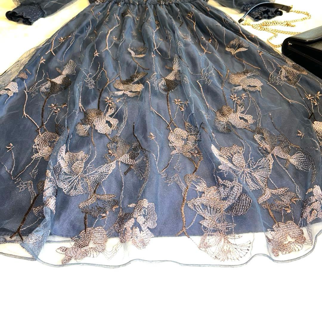 【美品】エトロ etoll. 刺繍レースワンピース　ネイビー M