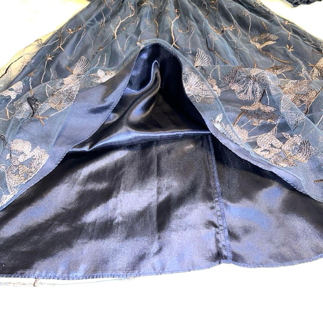 【美品】エトロ etoll. 刺繍レースワンピース　ネイビー M