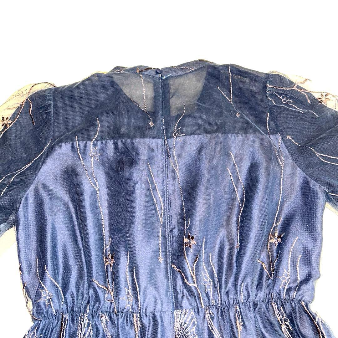 【美品】エトロ etoll. 刺繍レースワンピース　ネイビー M