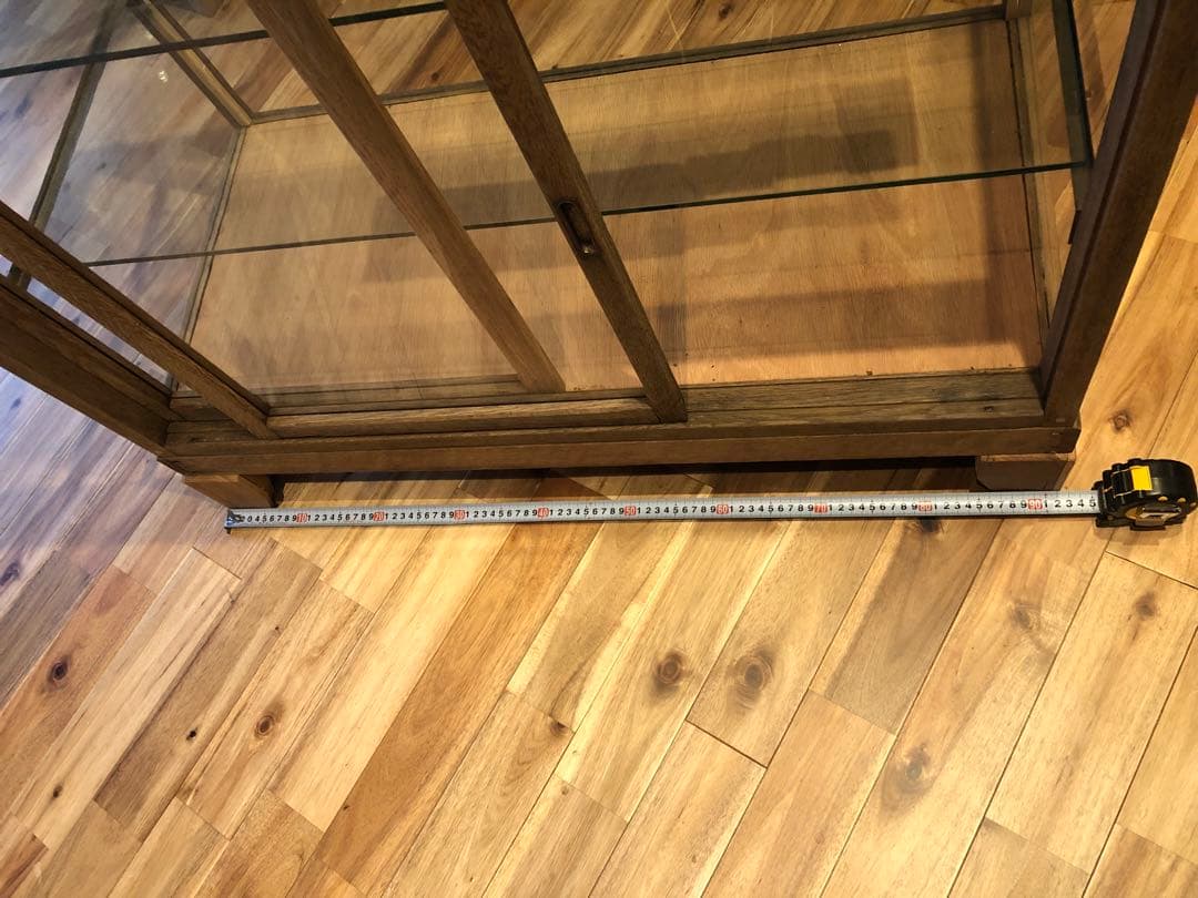 ガラスショーケース 中型 木製 ブラウン