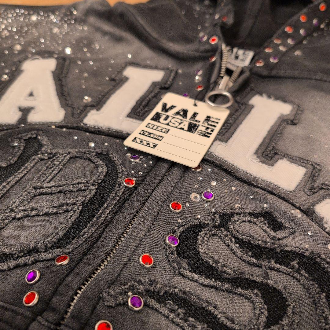 VALE FOREVER CLASSICO ZIP UP ストーン刺繍 XL 黒