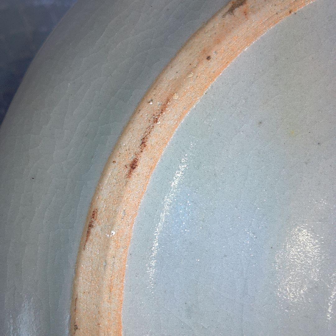 骨董１ 持ち手付き陶器皿 青い花柄中古