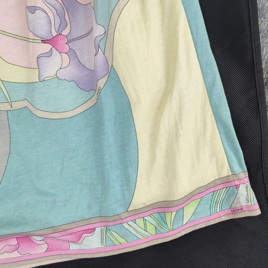 大きいサイズ タグ付き LEONARD 花柄 ロゴ スカート フラワー 裏地有り