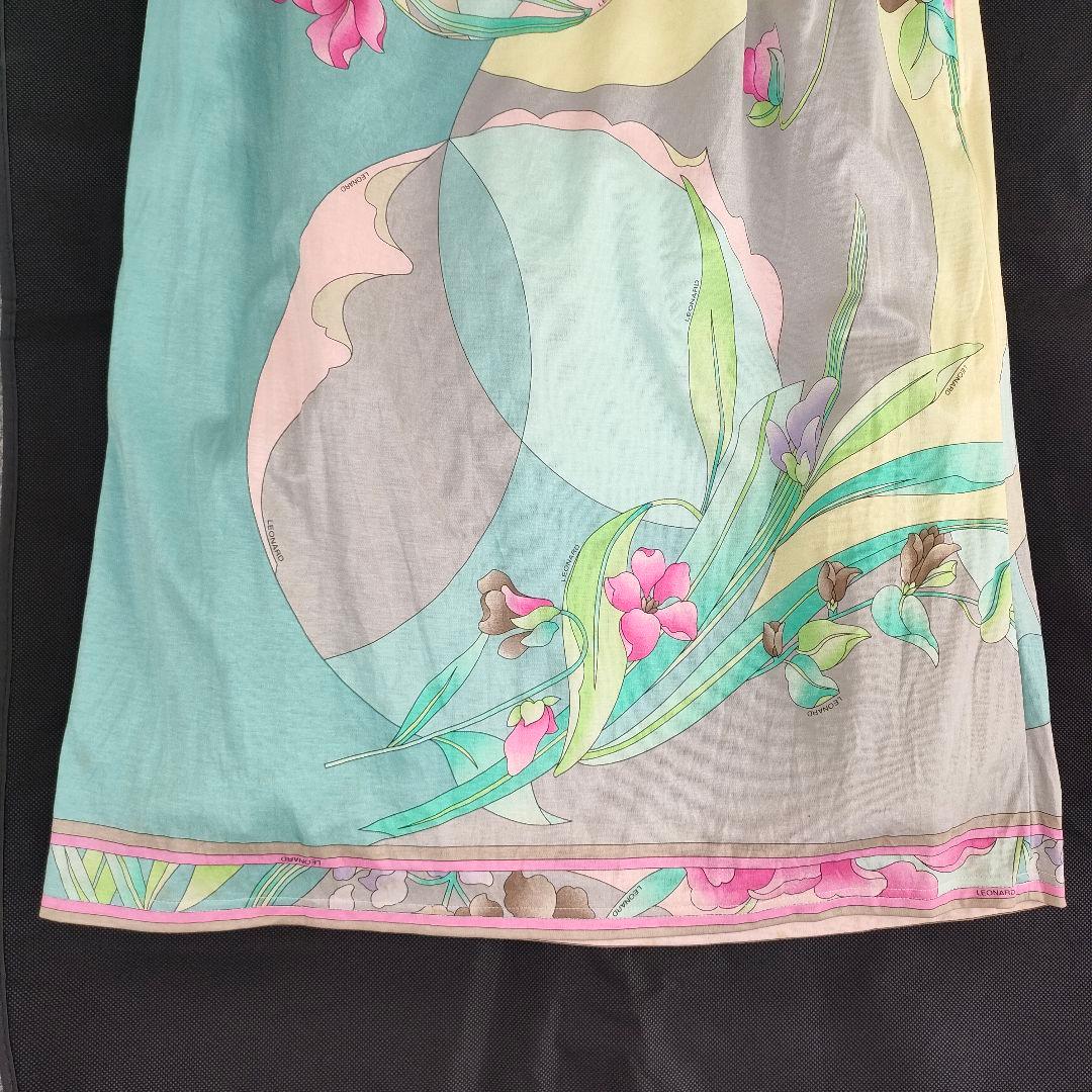 大きいサイズ タグ付き LEONARD 花柄 ロゴ スカート フラワー 裏地有り