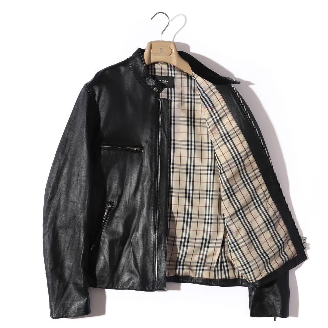 BURBERRY バーバリー ライダース ジャケット 羊革 レザー ブルゾン L