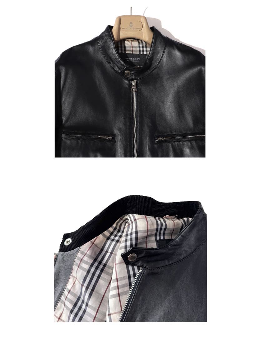 BURBERRY バーバリー ライダース ジャケット 羊革 レザー ブルゾン L