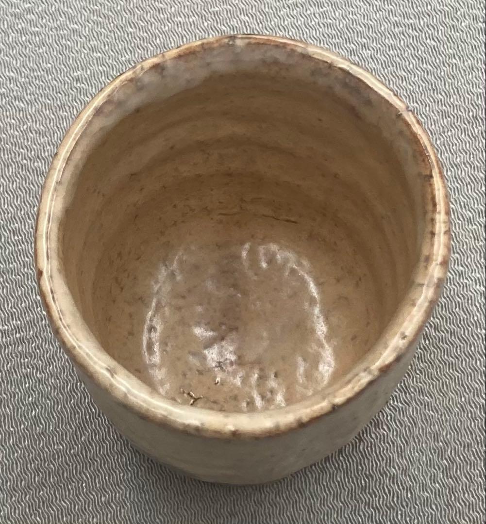 B470b「萩 湯呑」羽多野善蔵作　共布共箱　指月窯　陶歴書付