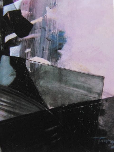 鶴岡義雄、【鏡の空間】、希少な画集画、新品高級額・額装付