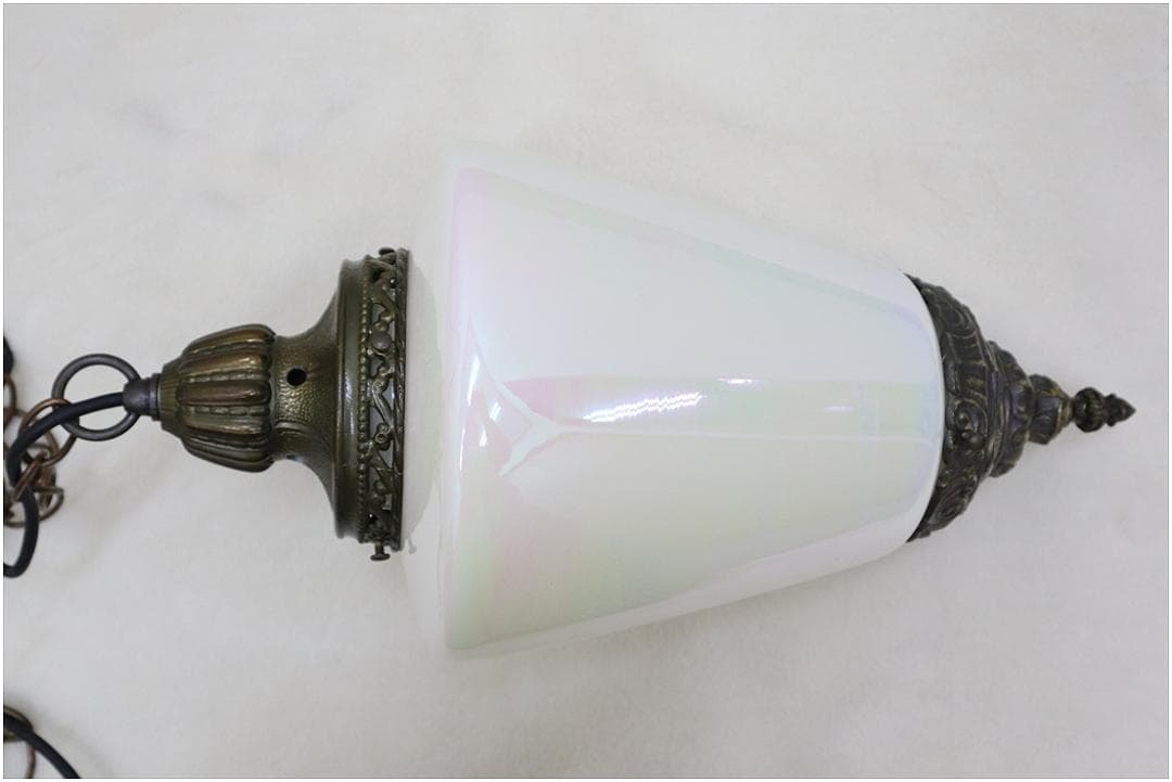 アンティーク調 ガラス ペンダントライト ランプ 1灯 真鍮 アールヌーボー