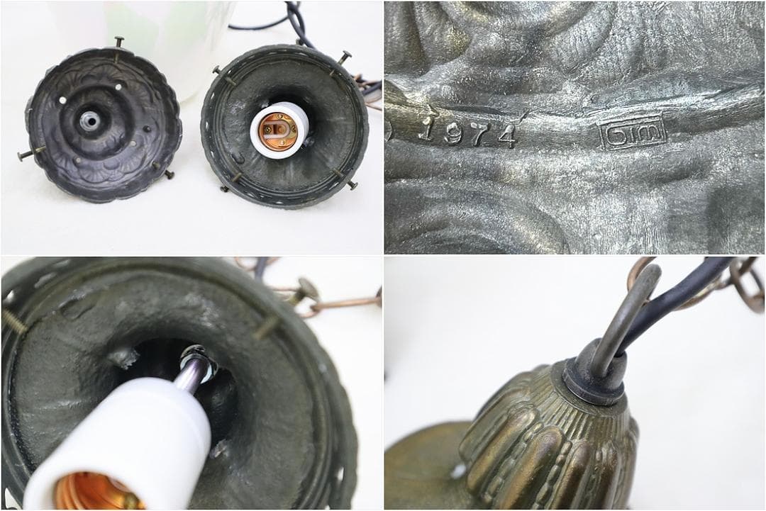 アンティーク調 ガラス ペンダントライト ランプ 1灯 真鍮 アールヌーボー