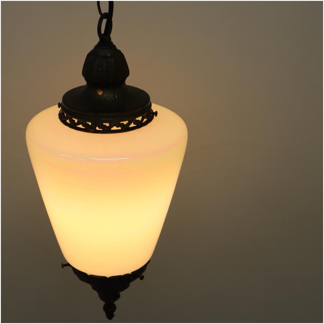 アンティーク調 ガラス ペンダントライト ランプ 1灯 真鍮 アールヌーボー