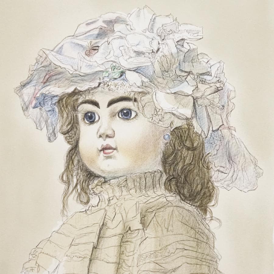 小松崎邦雄 フランス人形 リトグラフ 絵画 美術 芸術 額装 美術品 アート
