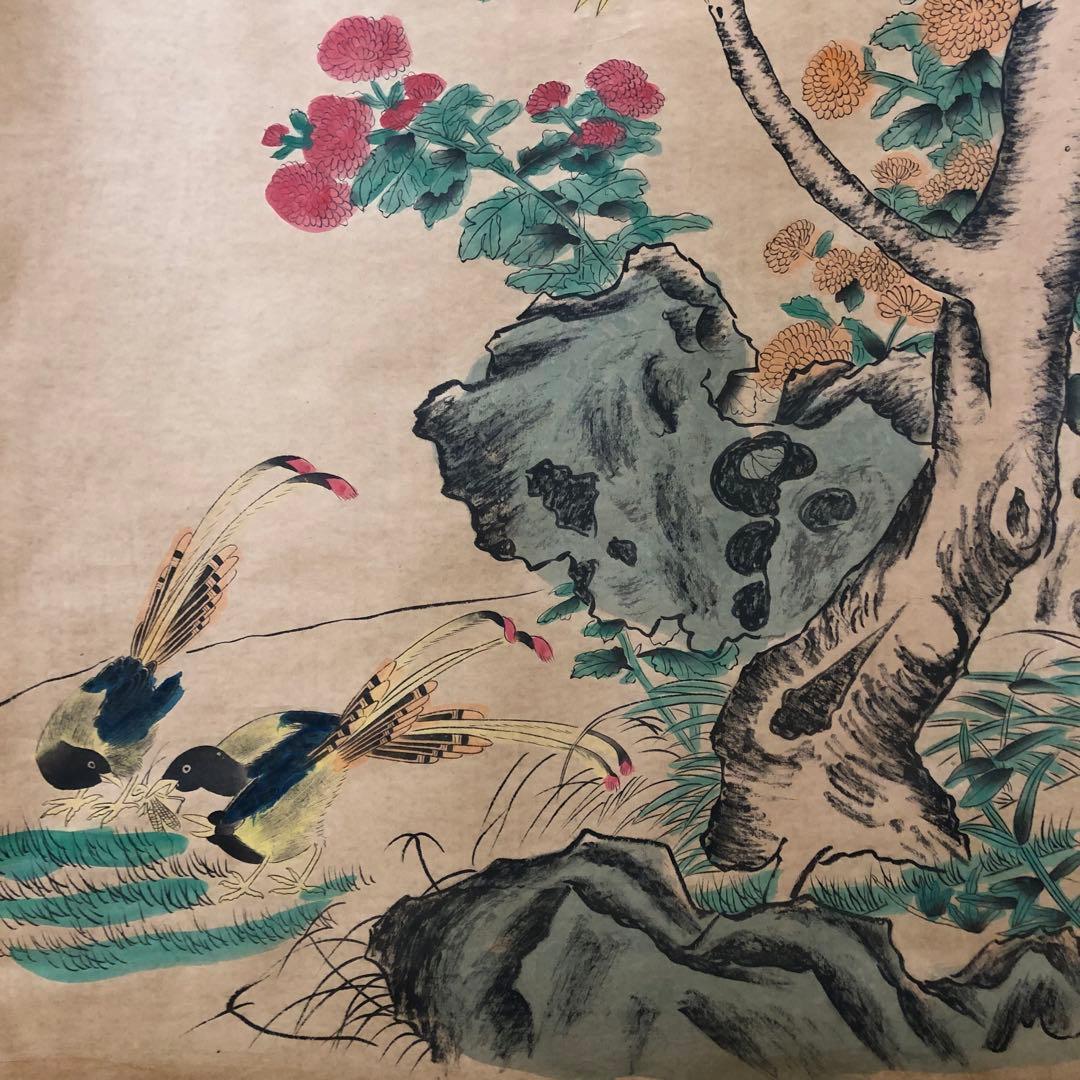 山水絵　大型　名家　潘天寿 鄭板橋　中華民国故宮博物院館藏 掛け軸　2本