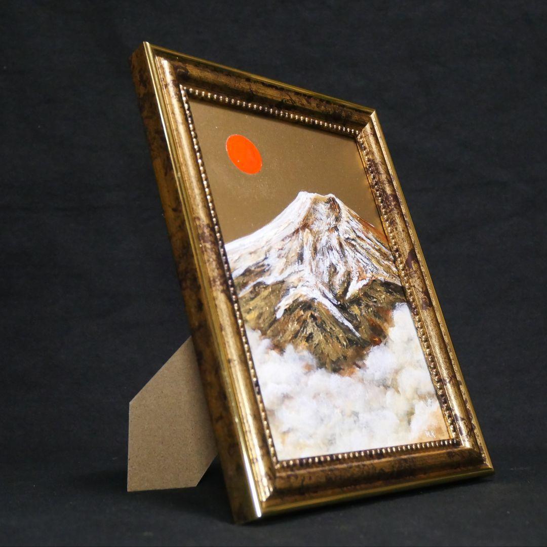油絵 ミニ絵画【金色の霊峰】