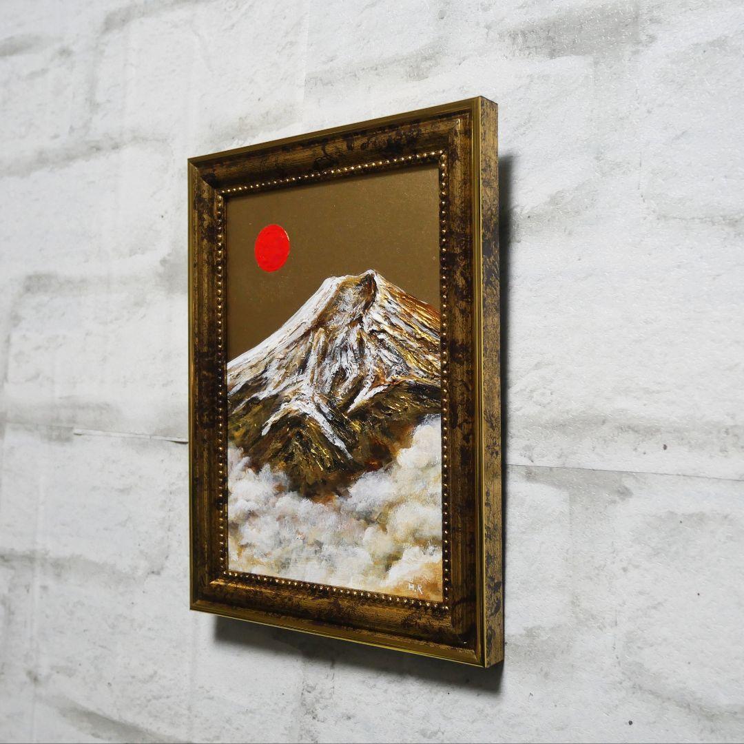 油絵 ミニ絵画【金色の霊峰】