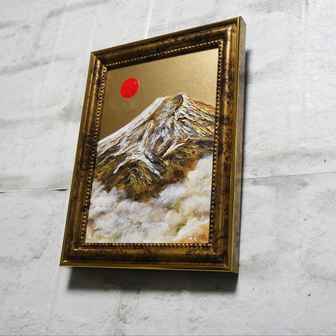 油絵 ミニ絵画【金色の霊峰】