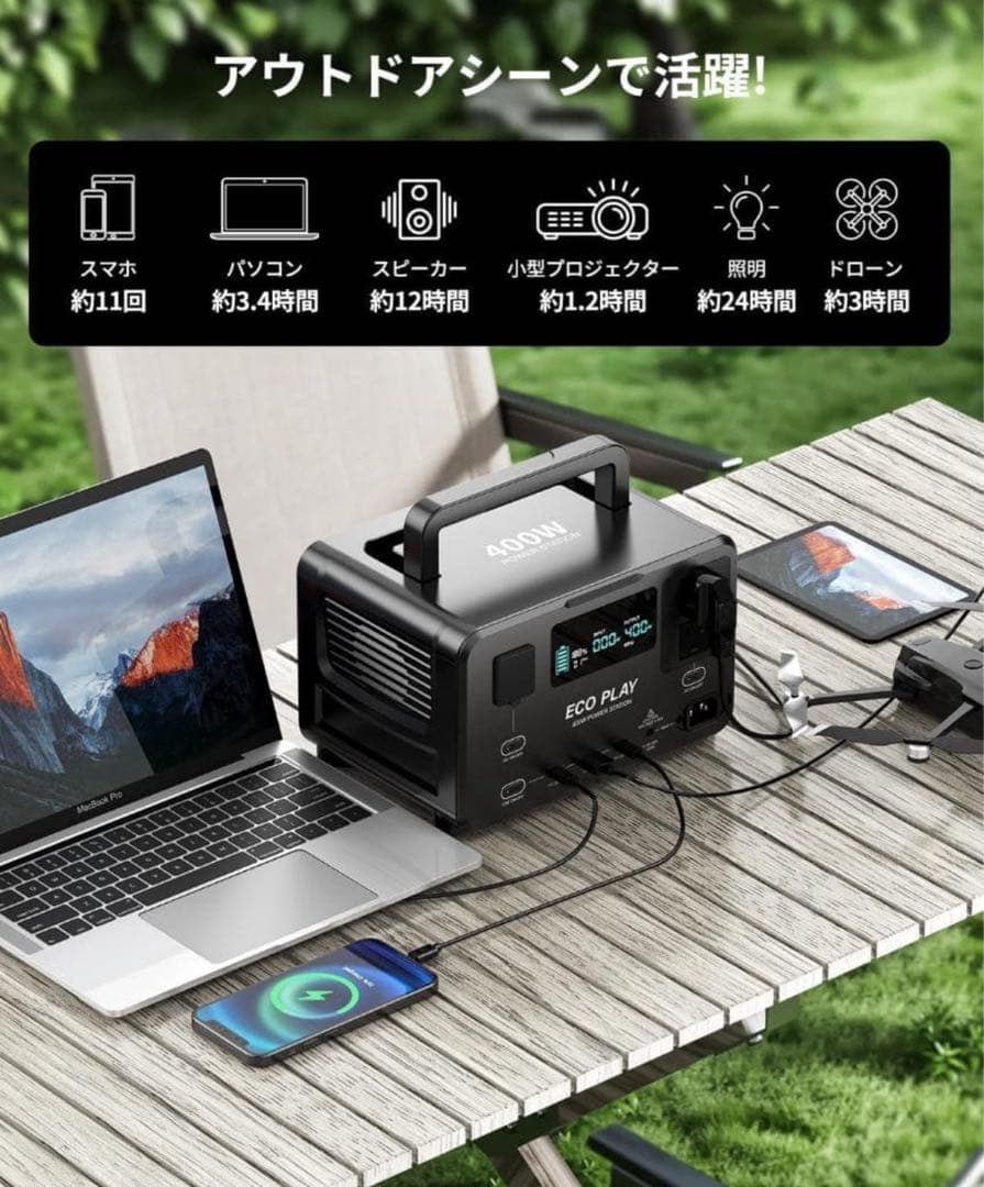 【新品】Eco Play EP400 ポータブル電源 蓄電池 大容量 発電機