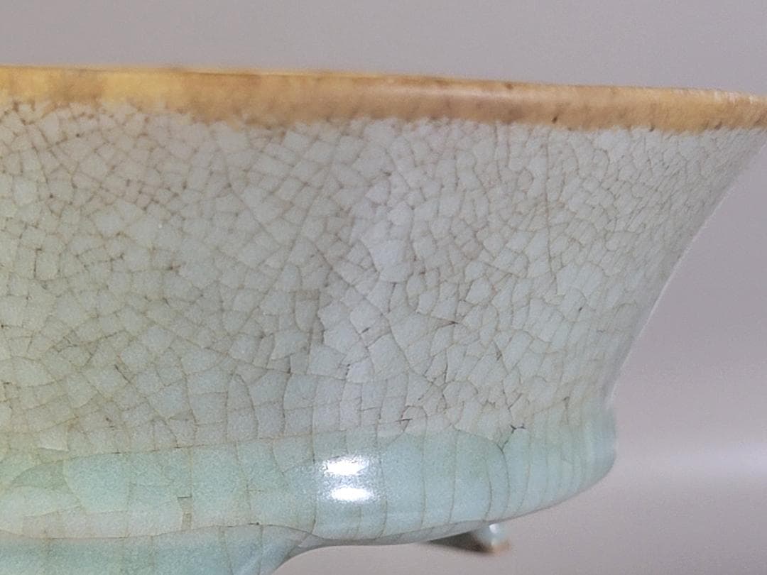 DT177 中国美術 青釉 楕円形 碗 骨董品 古美術