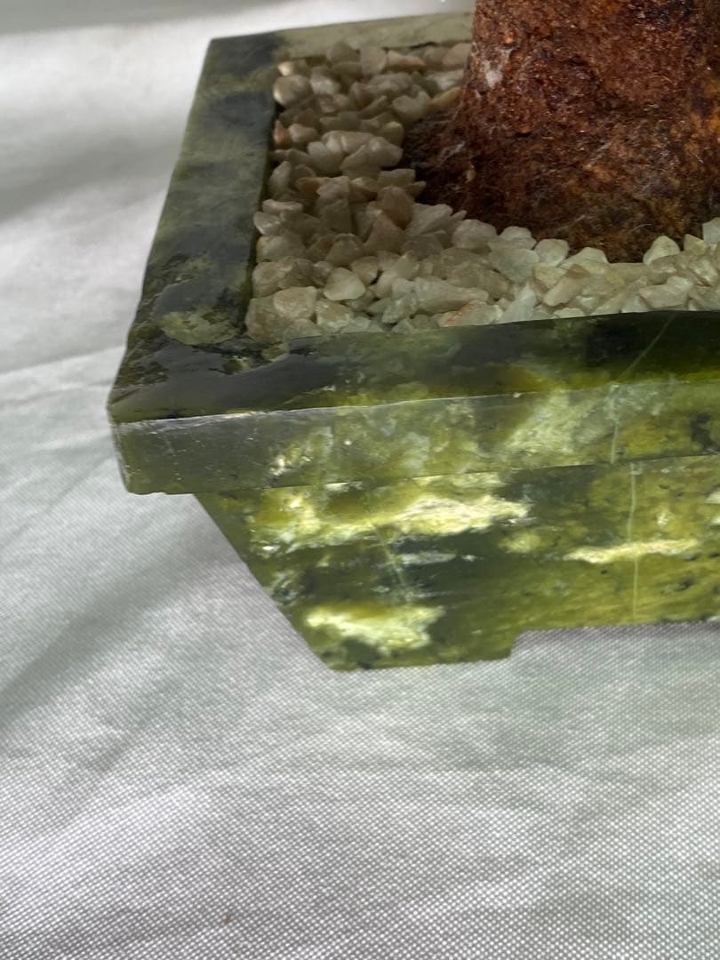 1662❣️ 中国美術　玉桃盆栽　翡翠　瑪瑙　天然石　彫刻