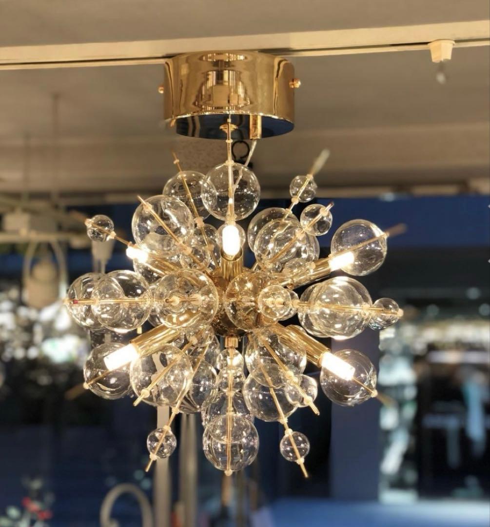 オーブ製バブルシャンデリア　ゴールド　予備あり