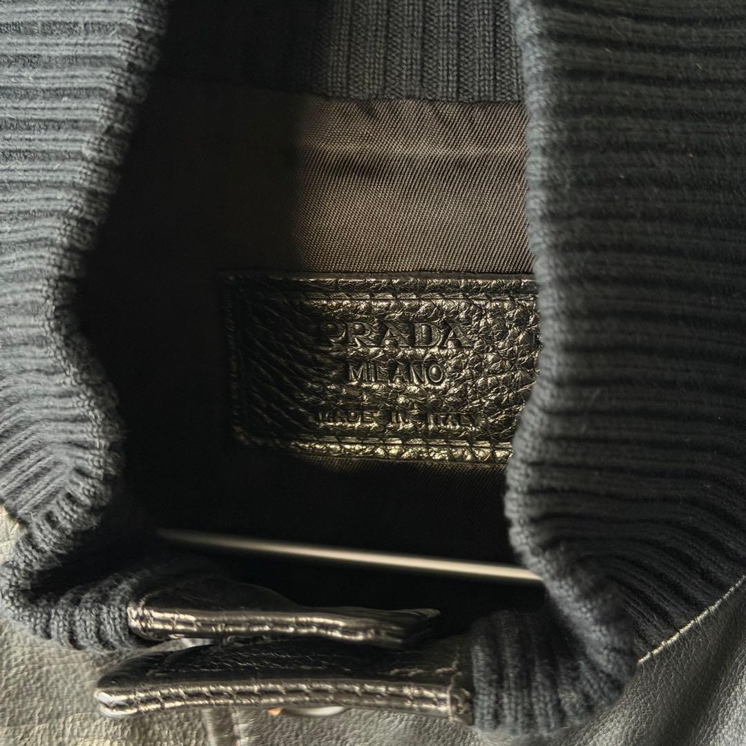 ジャケット・アウター PRADA 2008AW mock neck leather jacket