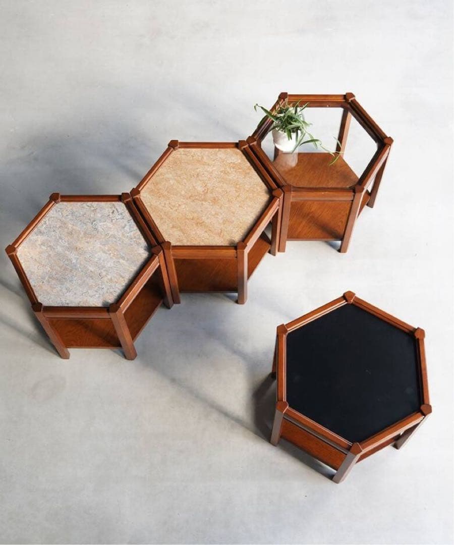 マコ　アクメファニチャー　ヘキサゴンテーブル　ブラック