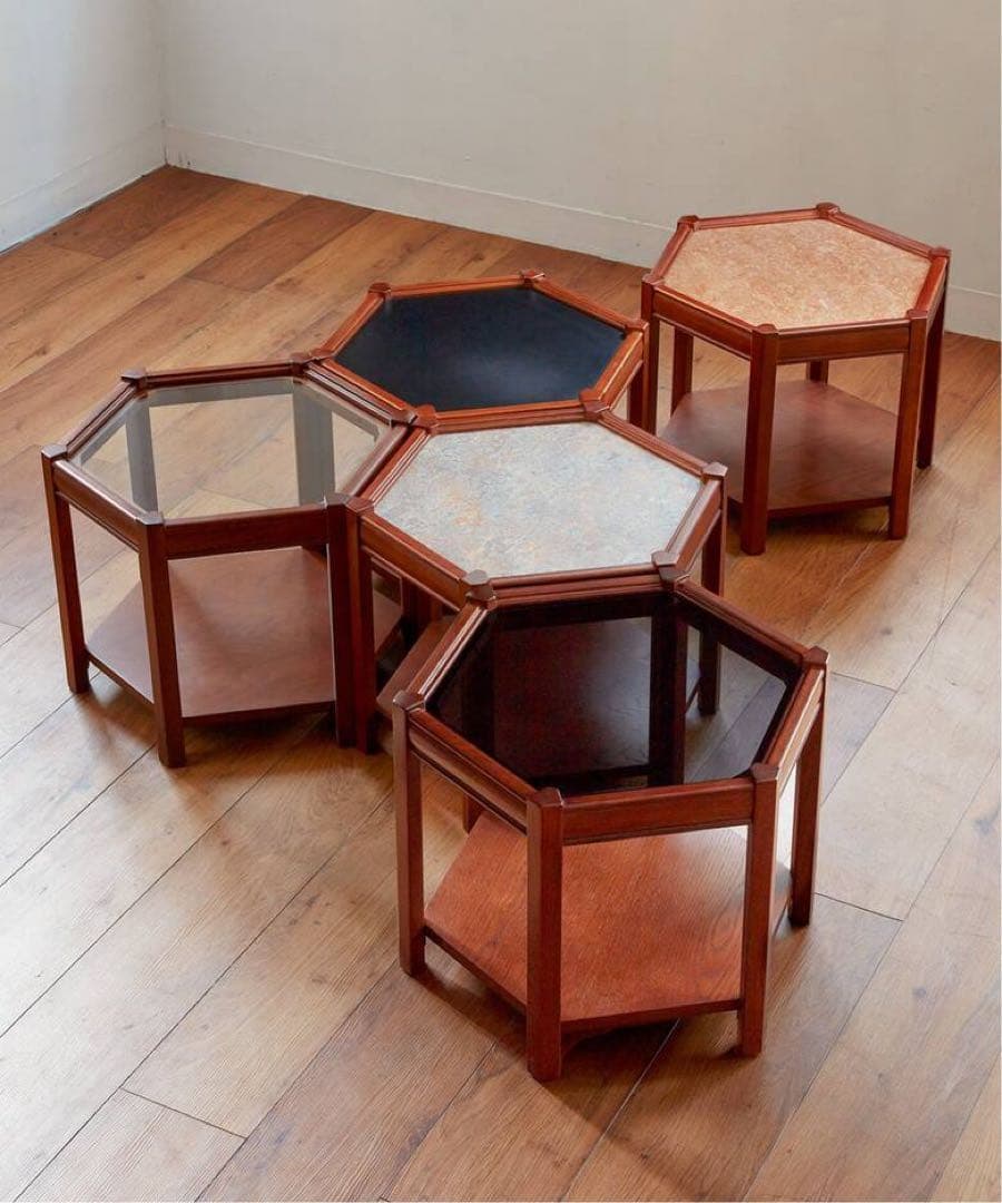 マコ　アクメファニチャー　ヘキサゴンテーブル　ブラック