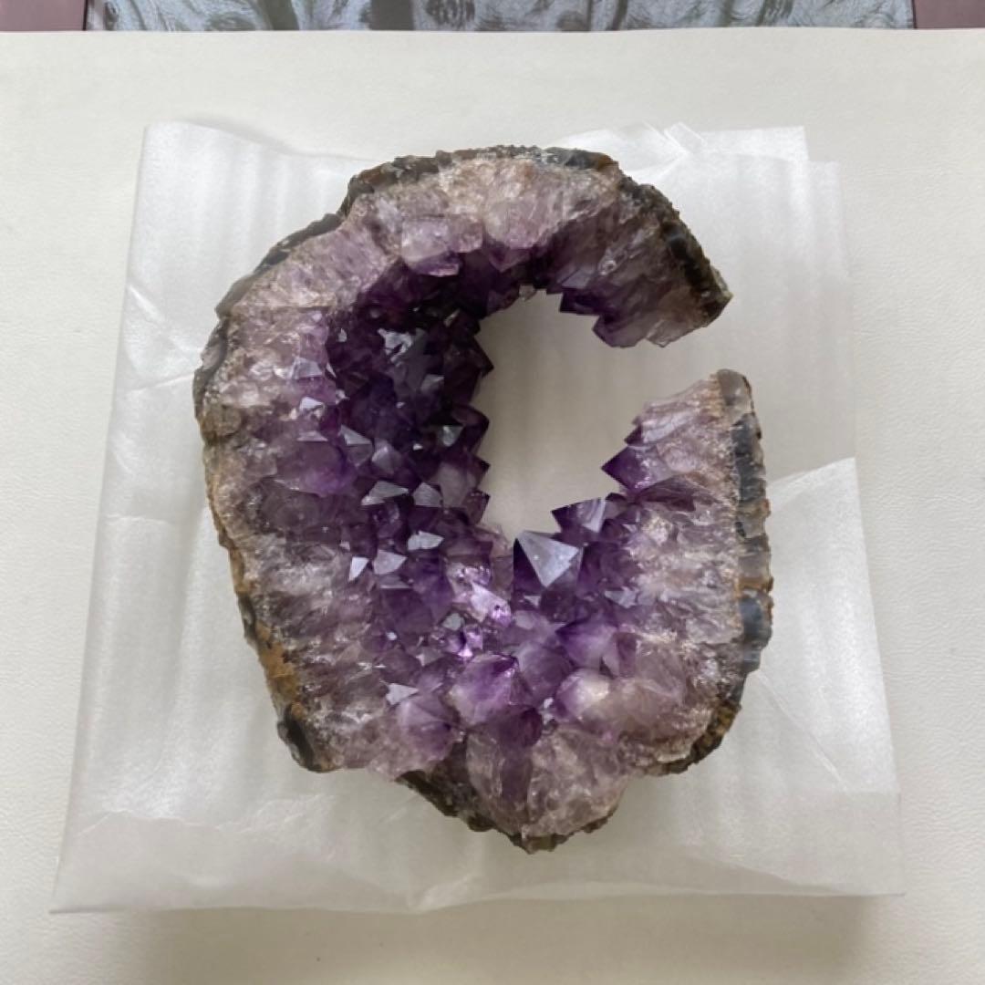 アメジスト 鑑賞石 原石 天然石 紫色 置物 オブジェ 台座 大型 約5.9kg