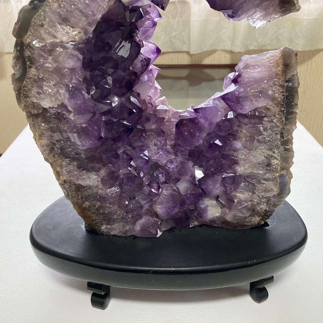 アメジスト 鑑賞石 原石 天然石 紫色 置物 オブジェ 台座 大型 約5.9kg