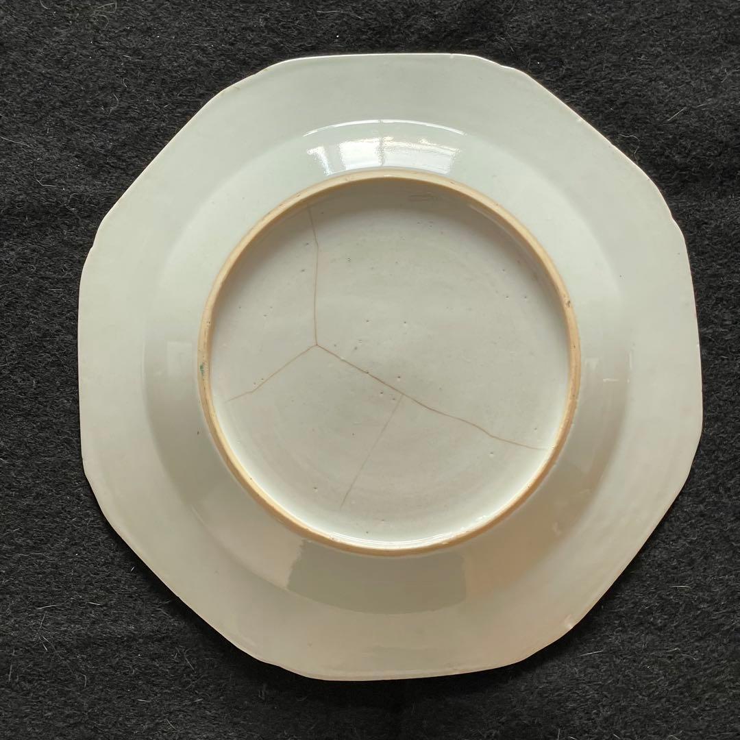 粉彩花柄中皿 清朝 景徳鎮 22cm 中国古玩