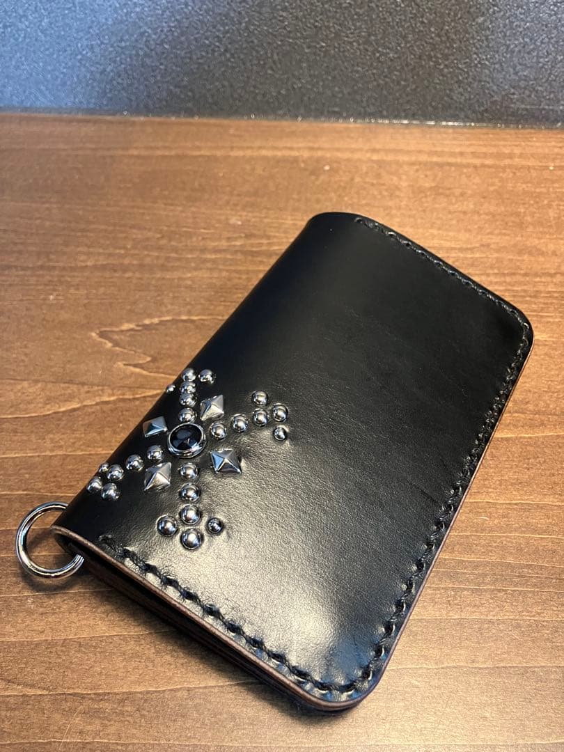 セミロングウォレット　茶芯レザー　ターコイズ